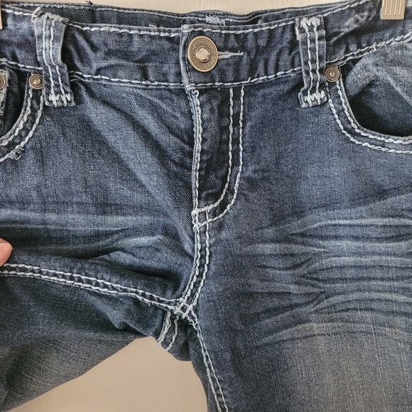 ZCO Y2K Low‎ Rise Bootcut Rinestone Blue Jeans Juniors Size 7/8 - Picture 7 of 14